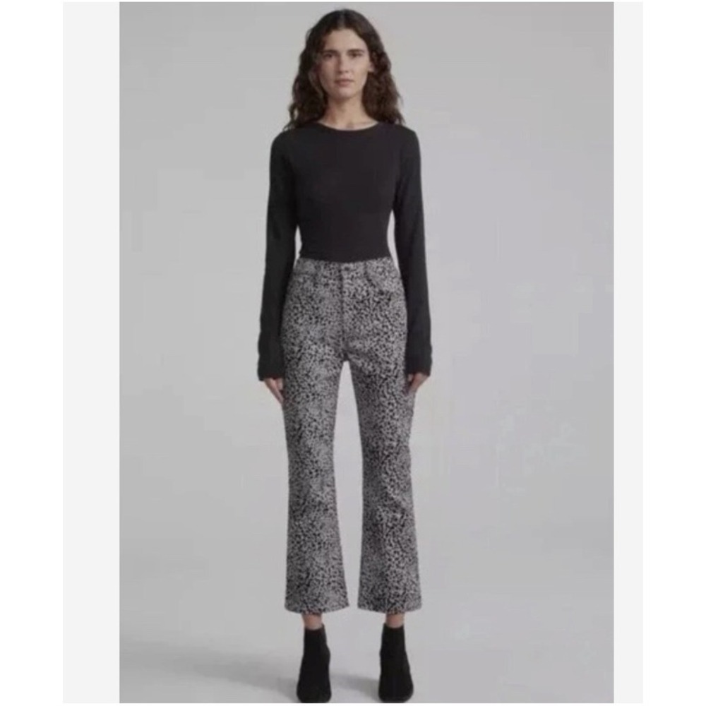 RAG & BONE Hanna Jeans Sz 26 Boot Cut Crop Grey Cheetah High Rise $275